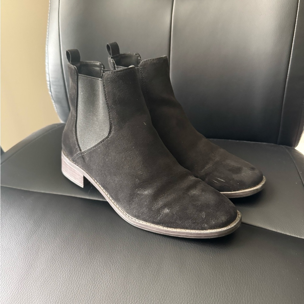 LOFT Classic Black Suede Ankle Booties